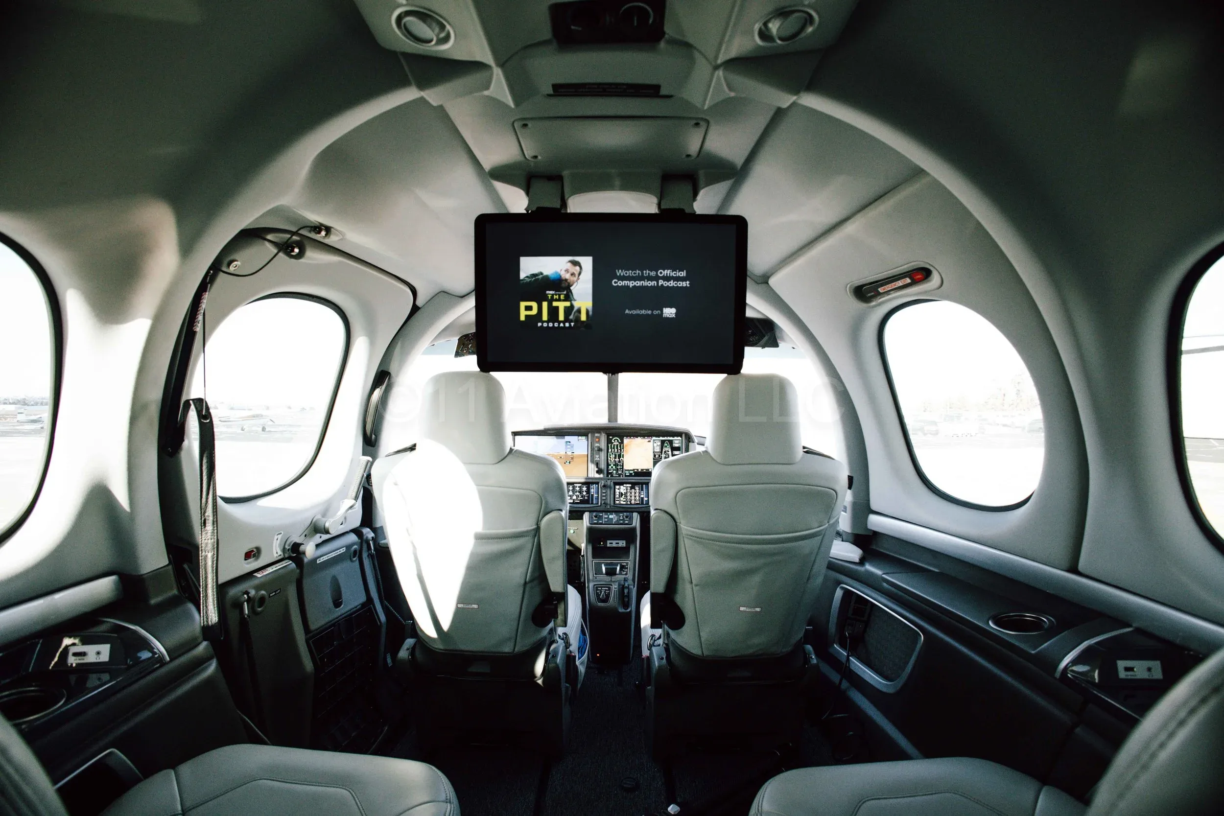 Cabin interior of a 2021 Cirrus SF50 Vision Jet G2+ Arrivée Edition.
