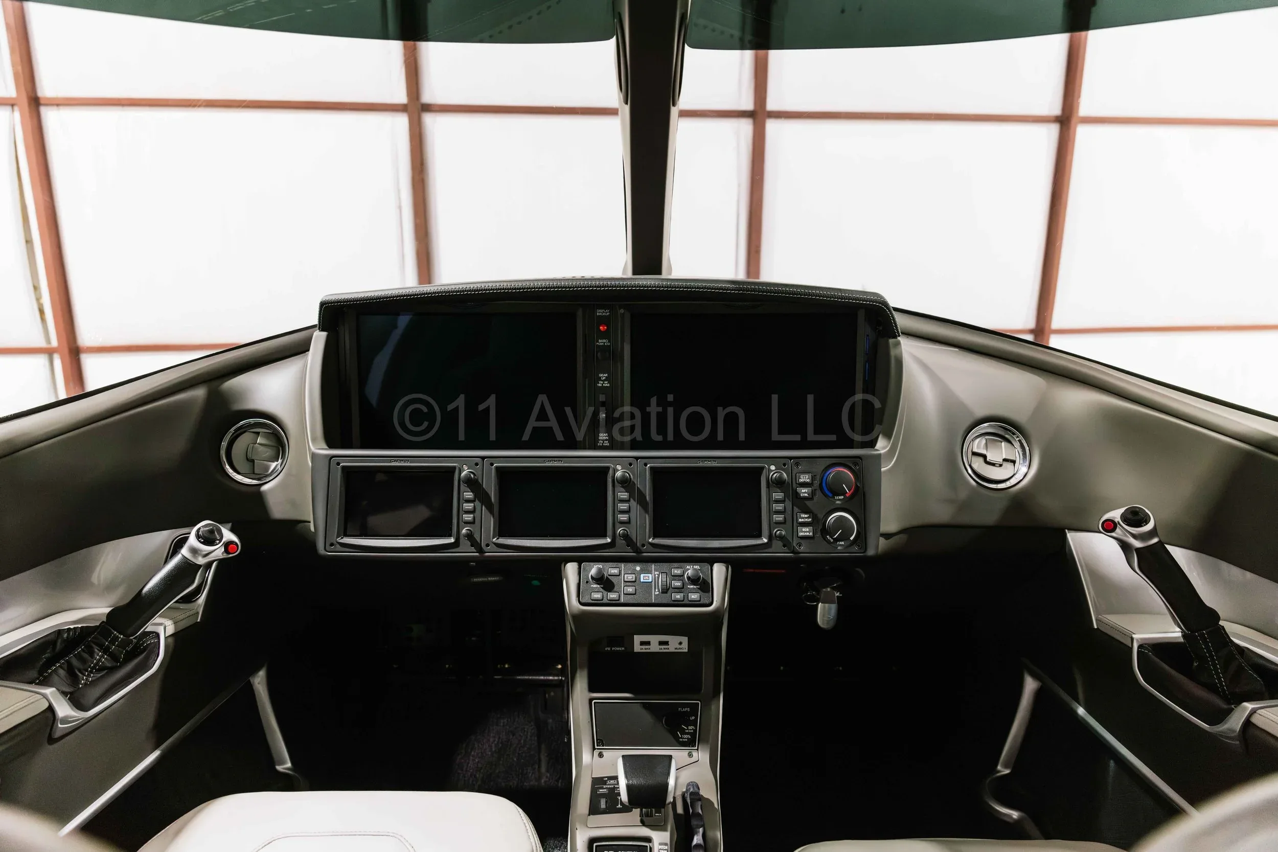 Cabin interior of a 2021 Cirrus SF50 Vision Jet G2+ Arrivée Edition.