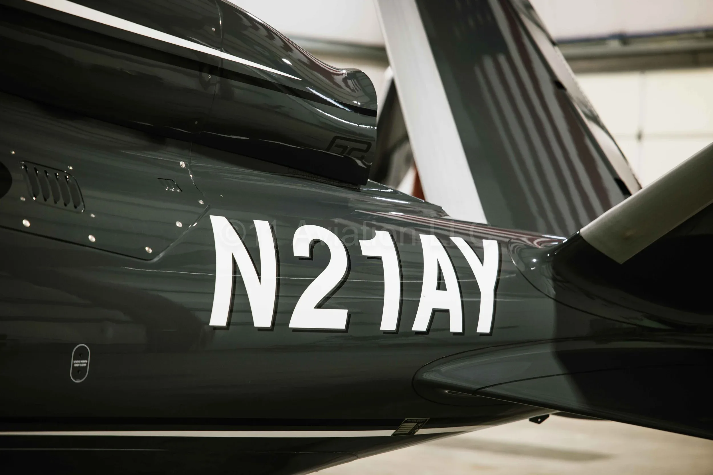 Exterior view of a 2021 Cirrus SF50 Vision Jet G2+ Arrivée Edition, N21AY.