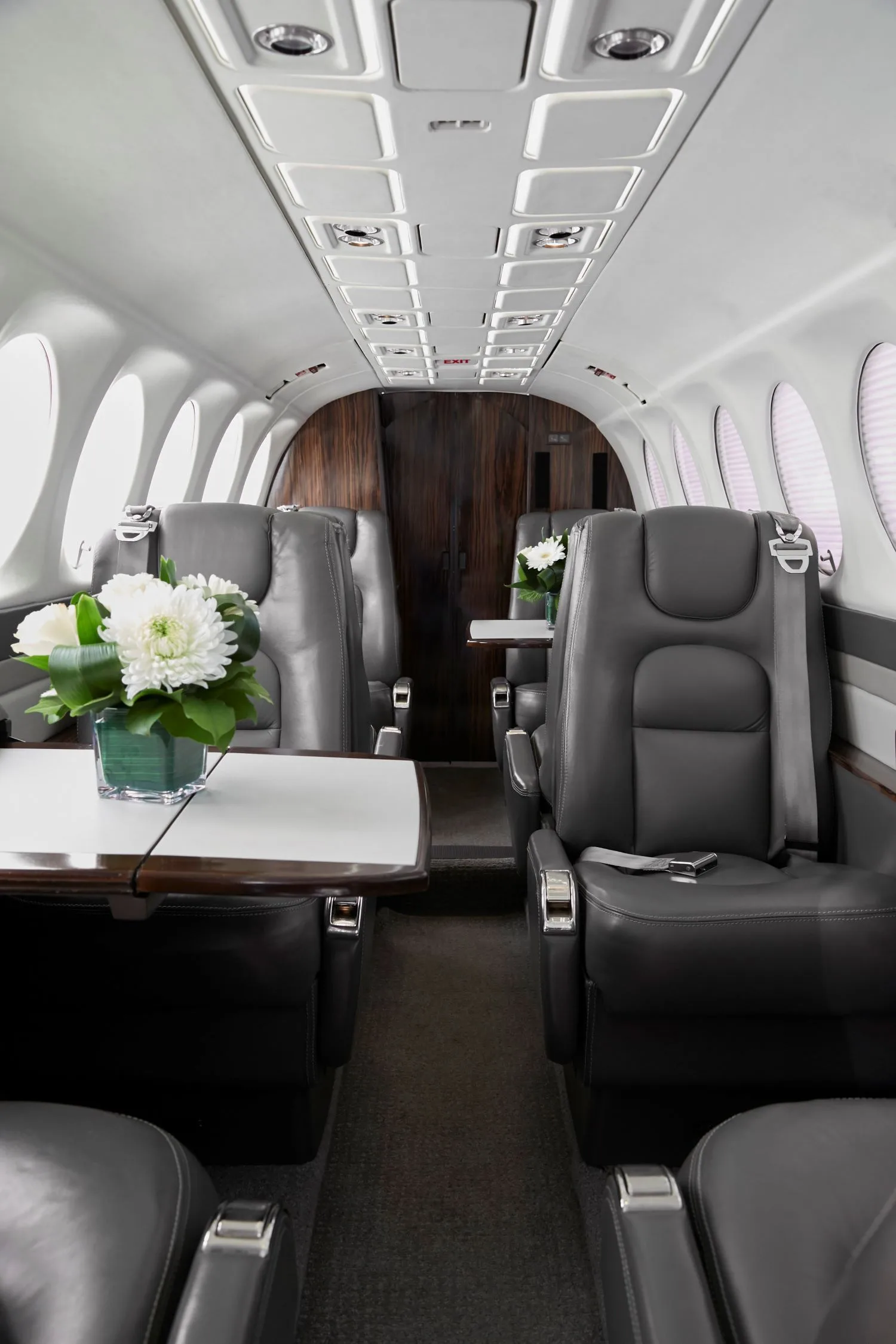 Cabin interior of a 2002 Beechcraft King Air 350.