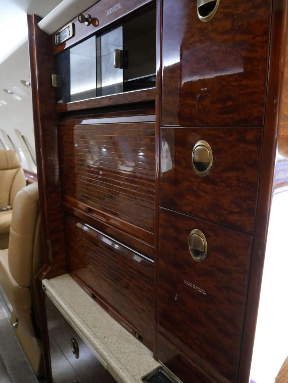 Cabin interior of a 2005 Hawker 800XP.