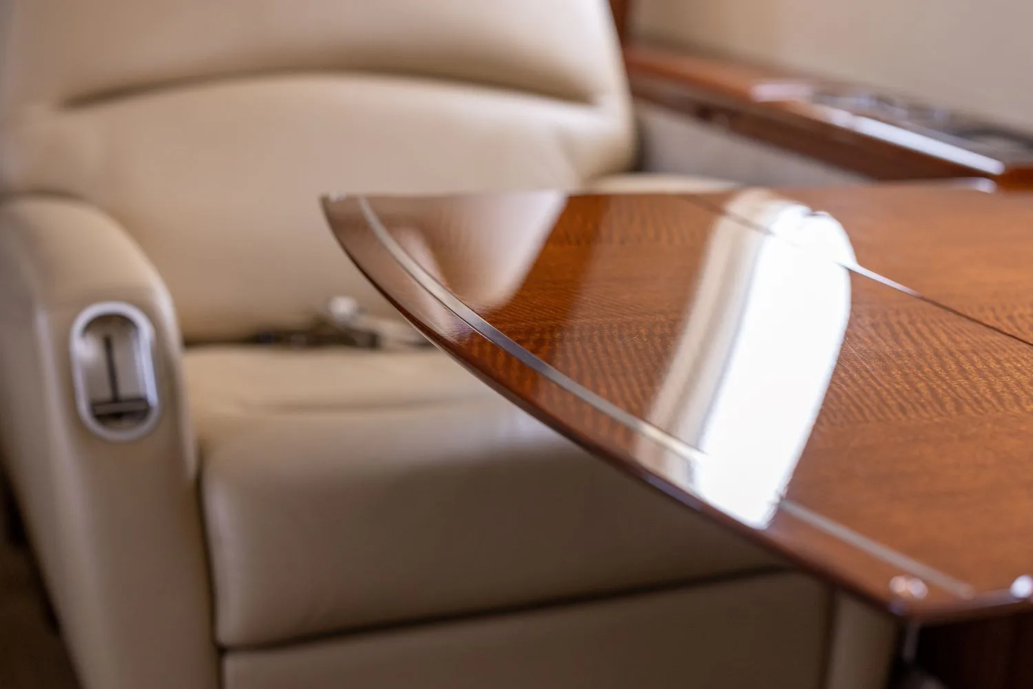 Cabin interior of a 2010 Bombardier Challenger 300.