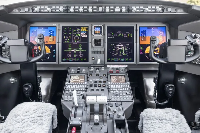 Avionics suite of a 2010 Bombardier Challenger 300.