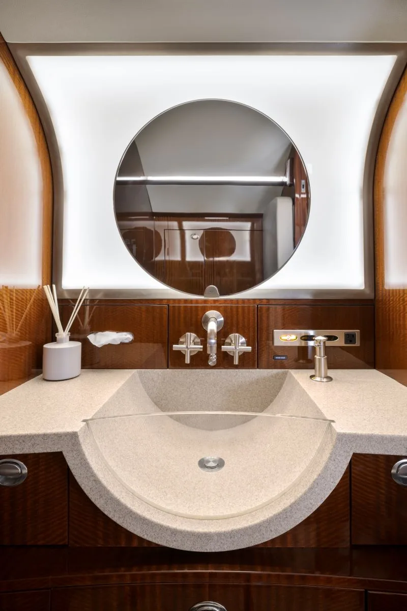 Cabin interior of a 2010 Bombardier Challenger 300.