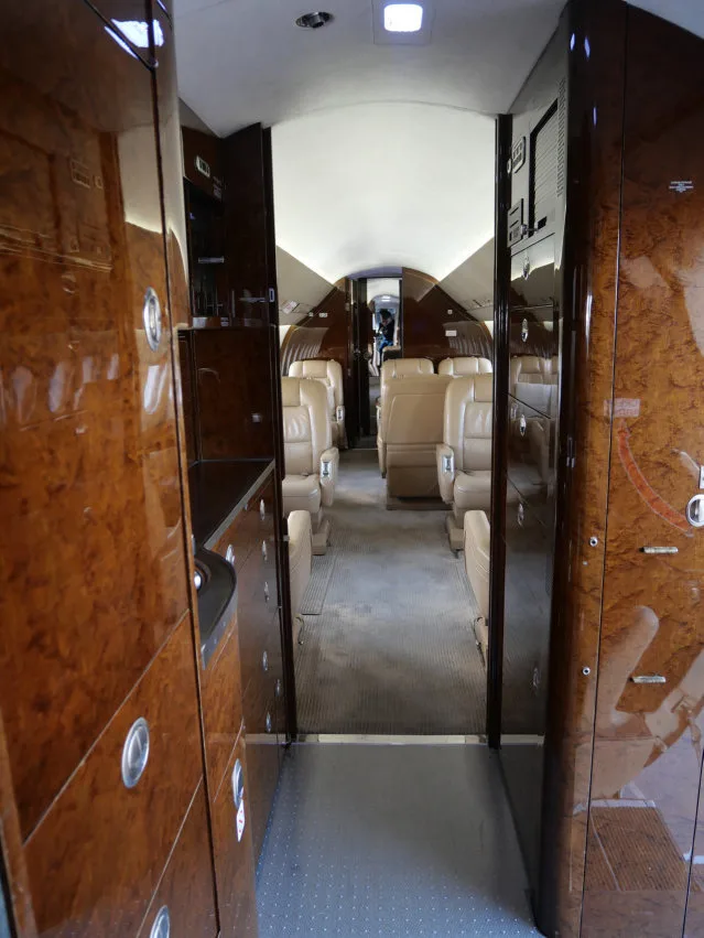 Cabin interior of a 2011 Dassault Falcon 2000LX.