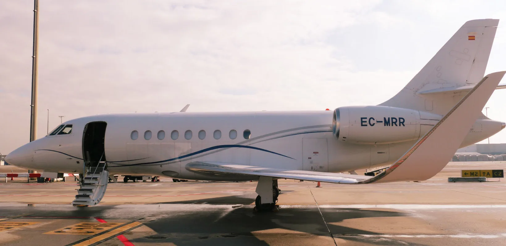 Marketing image of a 2011 Dassault Falcon 2000LX.