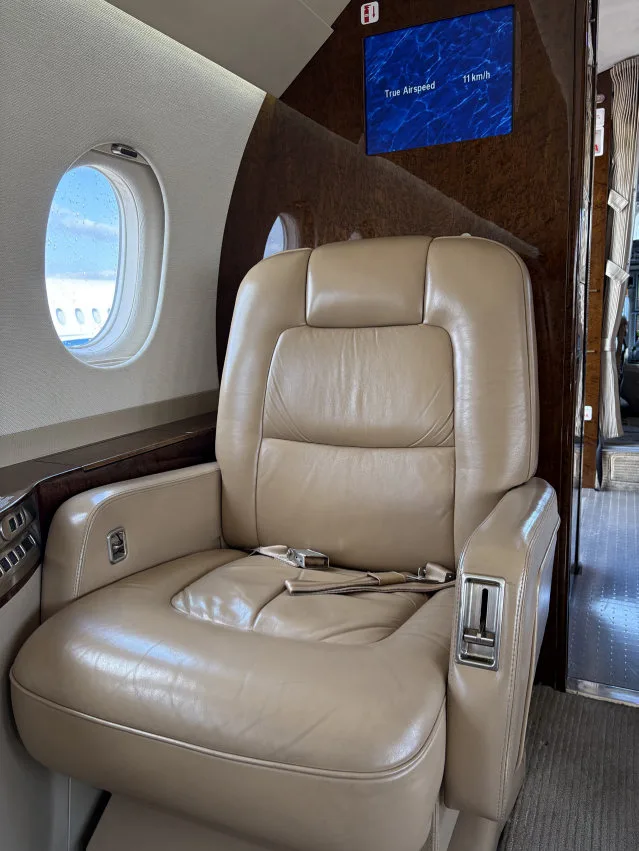 Cabin interior of a 2011 Dassault Falcon 2000LX.
