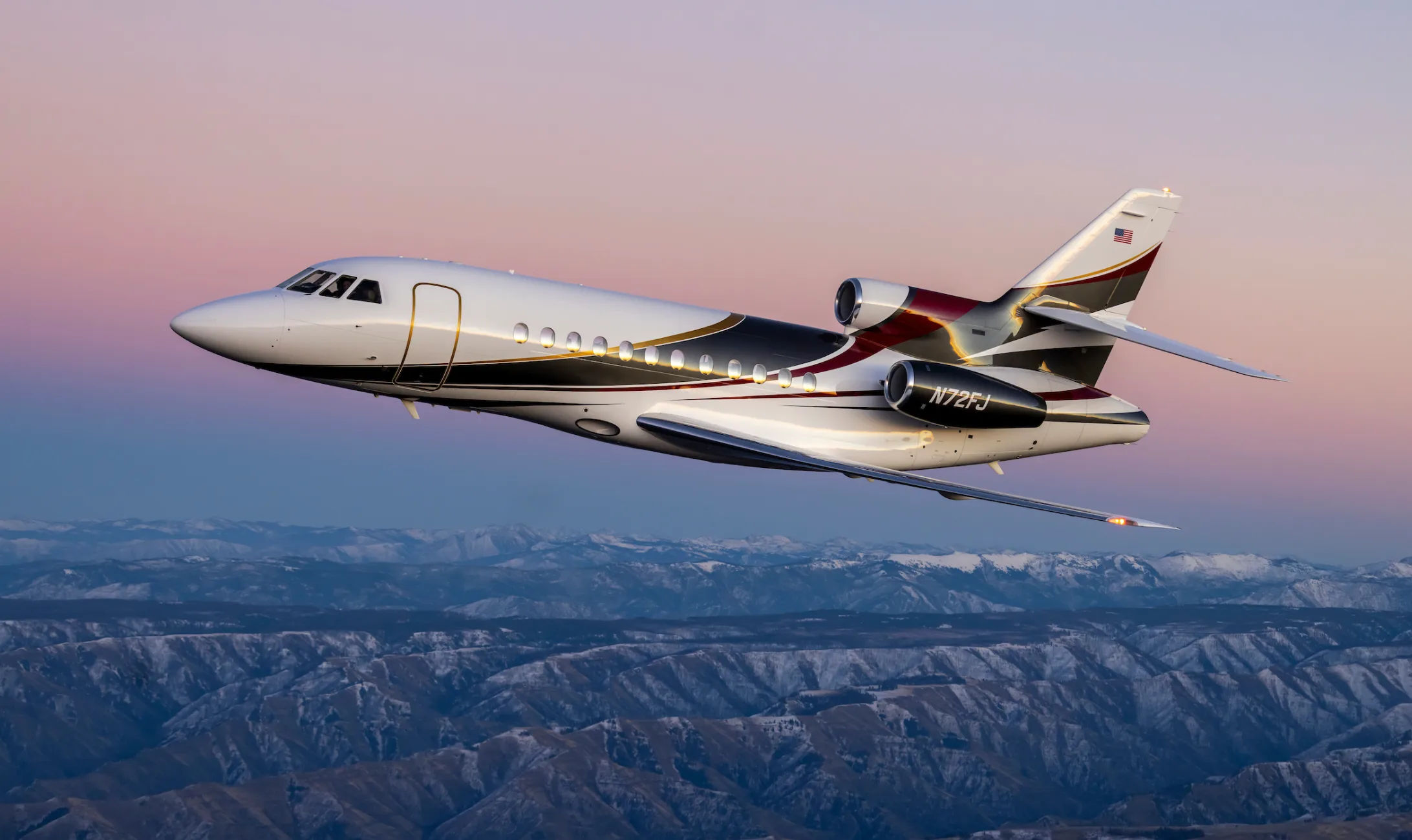 Marketing image of a 1990 Dassault Falcon 900B 0072.