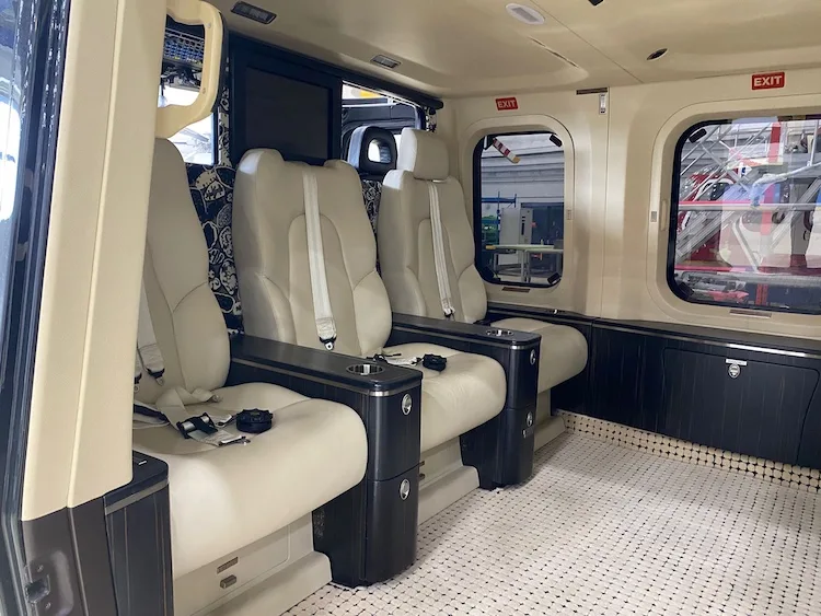 Cabin interior of a 2019 Agusta AW139.