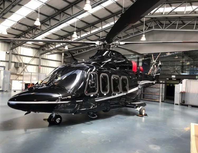 Exterior view of a 2019 Agusta AW139.