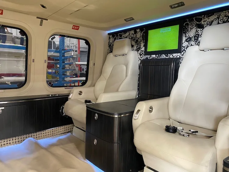 Cabin interior of a 2019 Agusta AW139.
