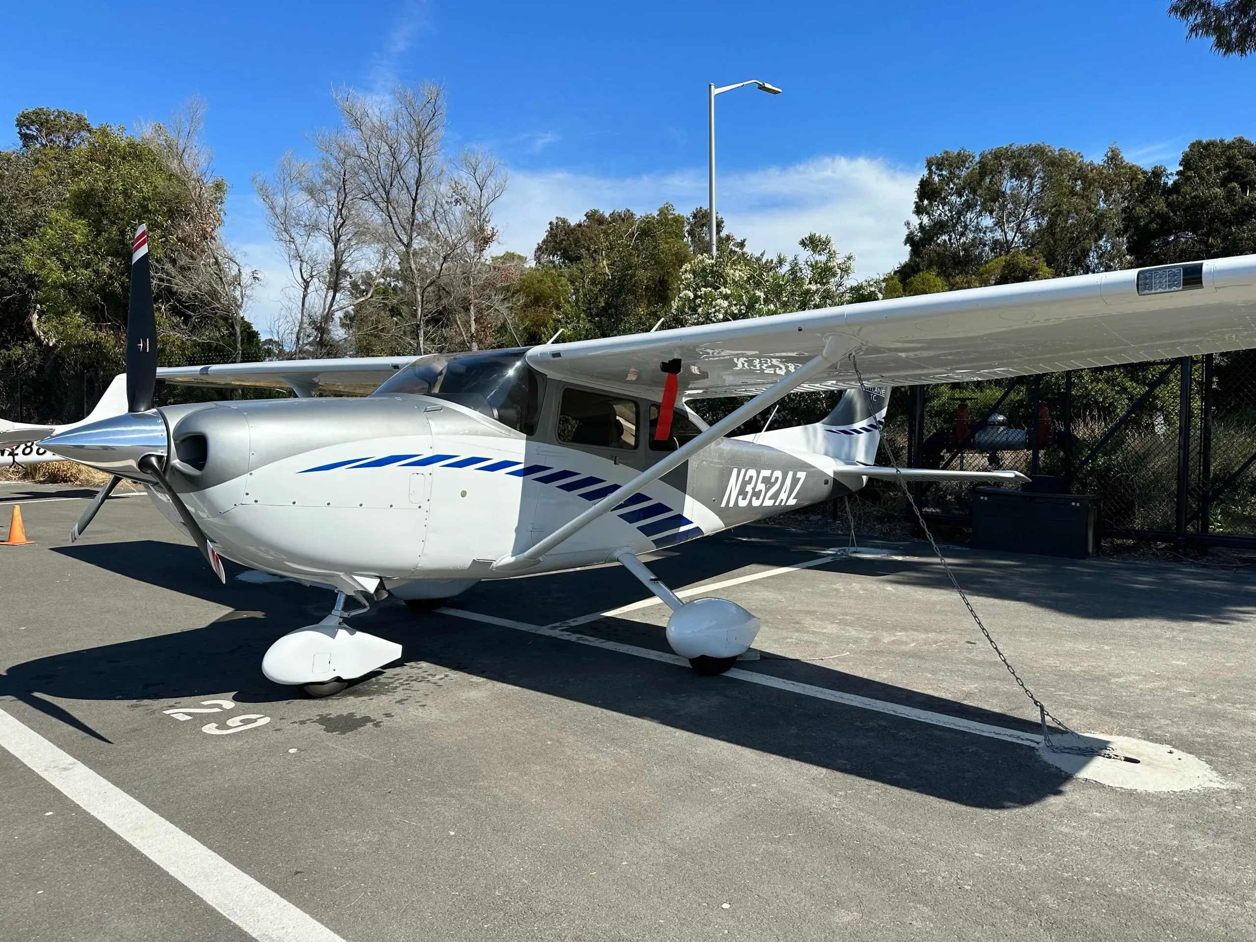 Exterior view of a 2023 Cessna T182T, N352AZ.