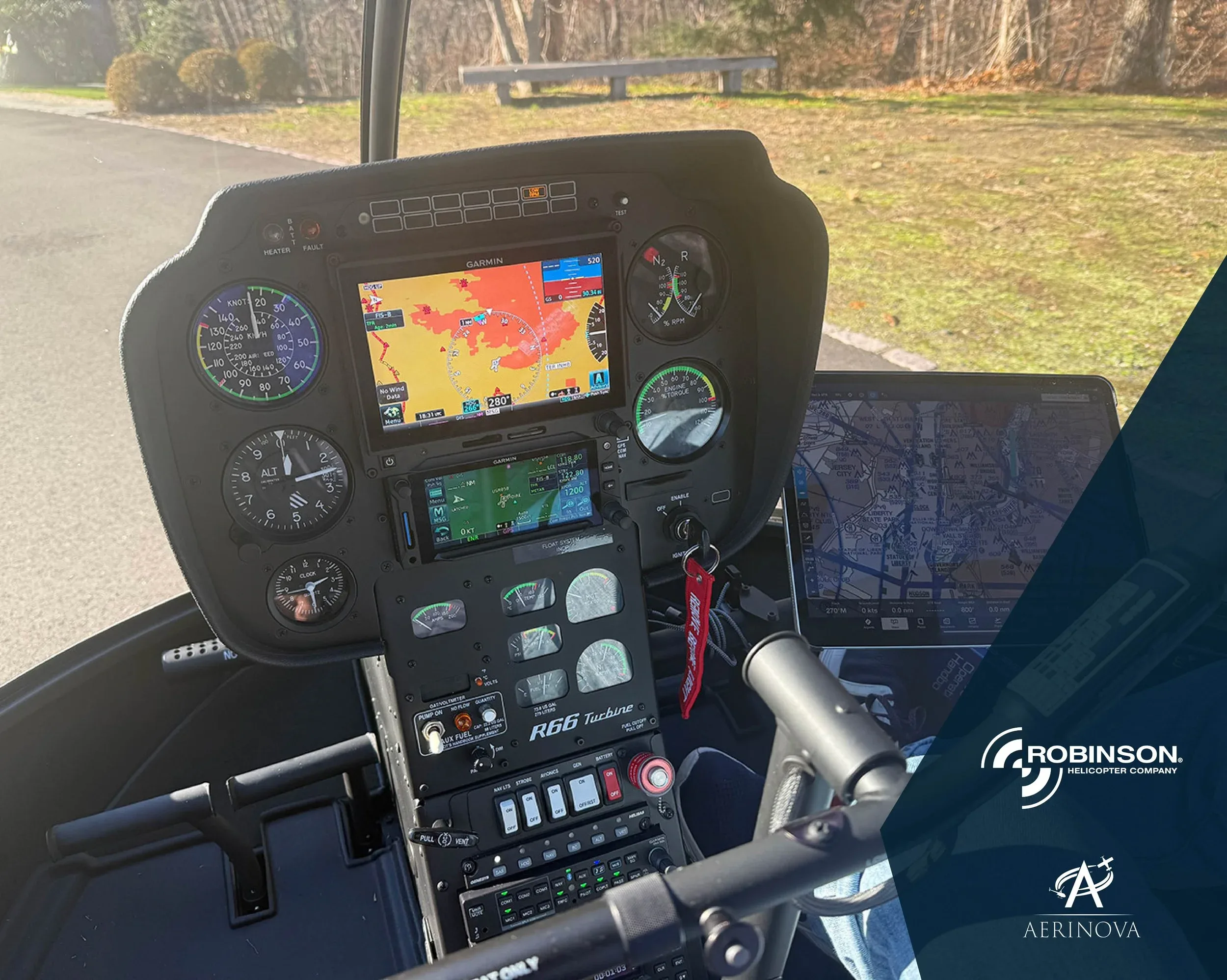 Avionics suite of a 2026 Robinson R66.