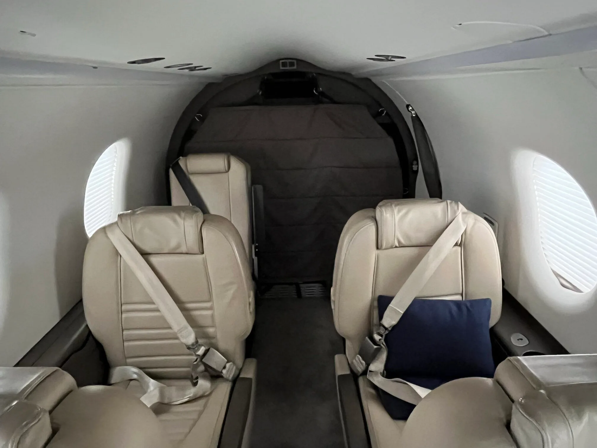 Cabin interior of a 2018 Pilatus PC-12 NG.