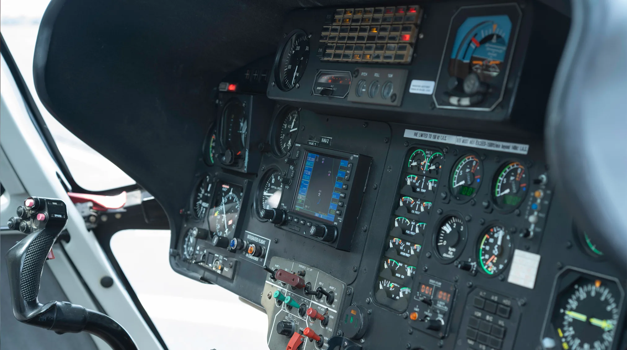 Cockpit and instrument panel of a 1998 Airbus AS365.