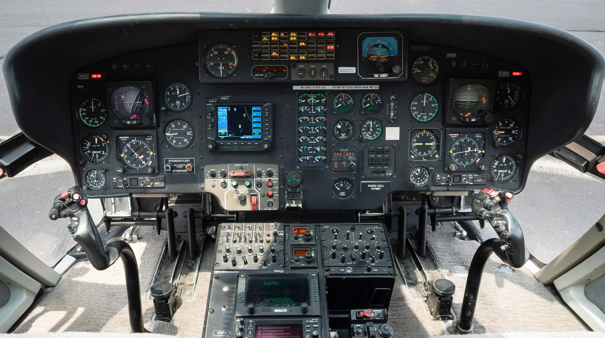 Cockpit and instrument panel of a 1998 Airbus AS365.