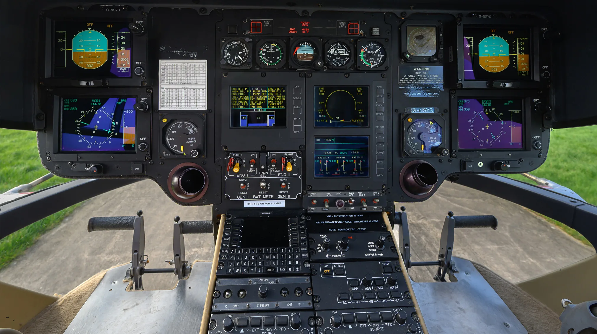 Cockpit and instrument panel of a 1999 Airbus EC135T1.