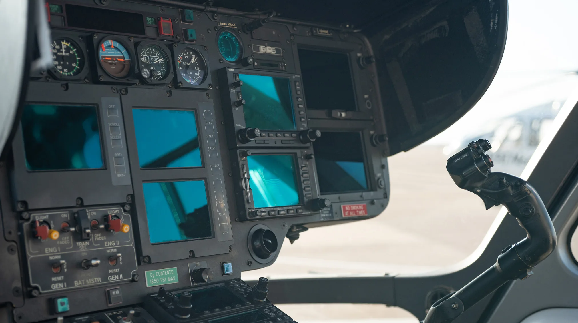 Cockpit and instrument panel of a 2010 Airbus EC135T2+.