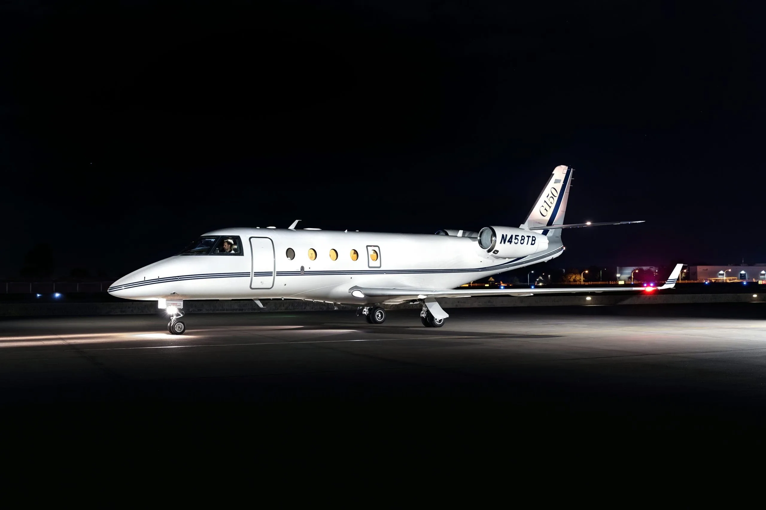 Exterior view of a Gulfstream G150, N458TB.
