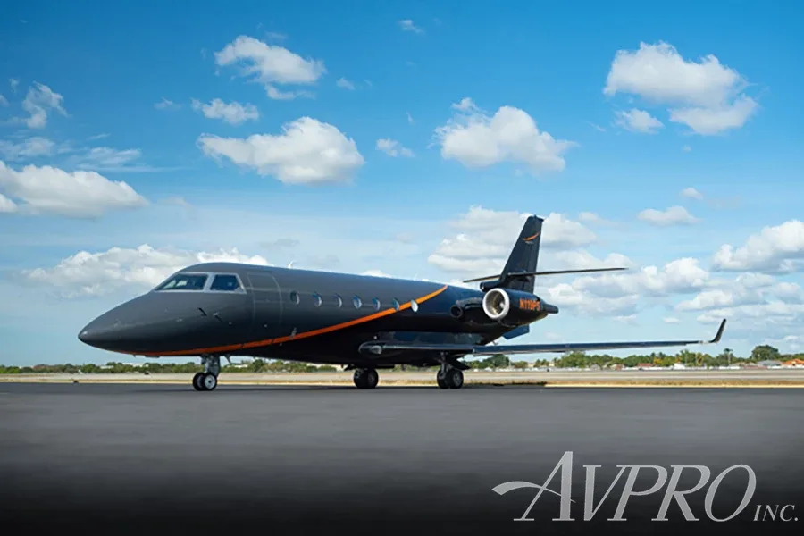 Exterior view of a Gulfstream G150, N458TB.