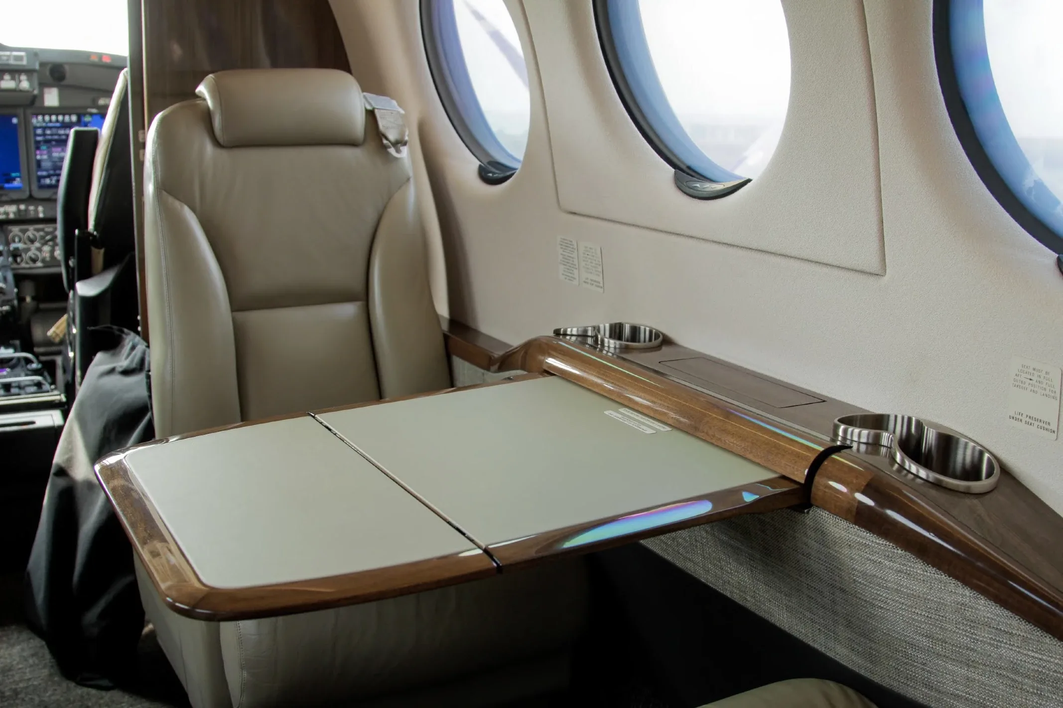 Cabin interior of a Beechcraft Textron King Air 350.