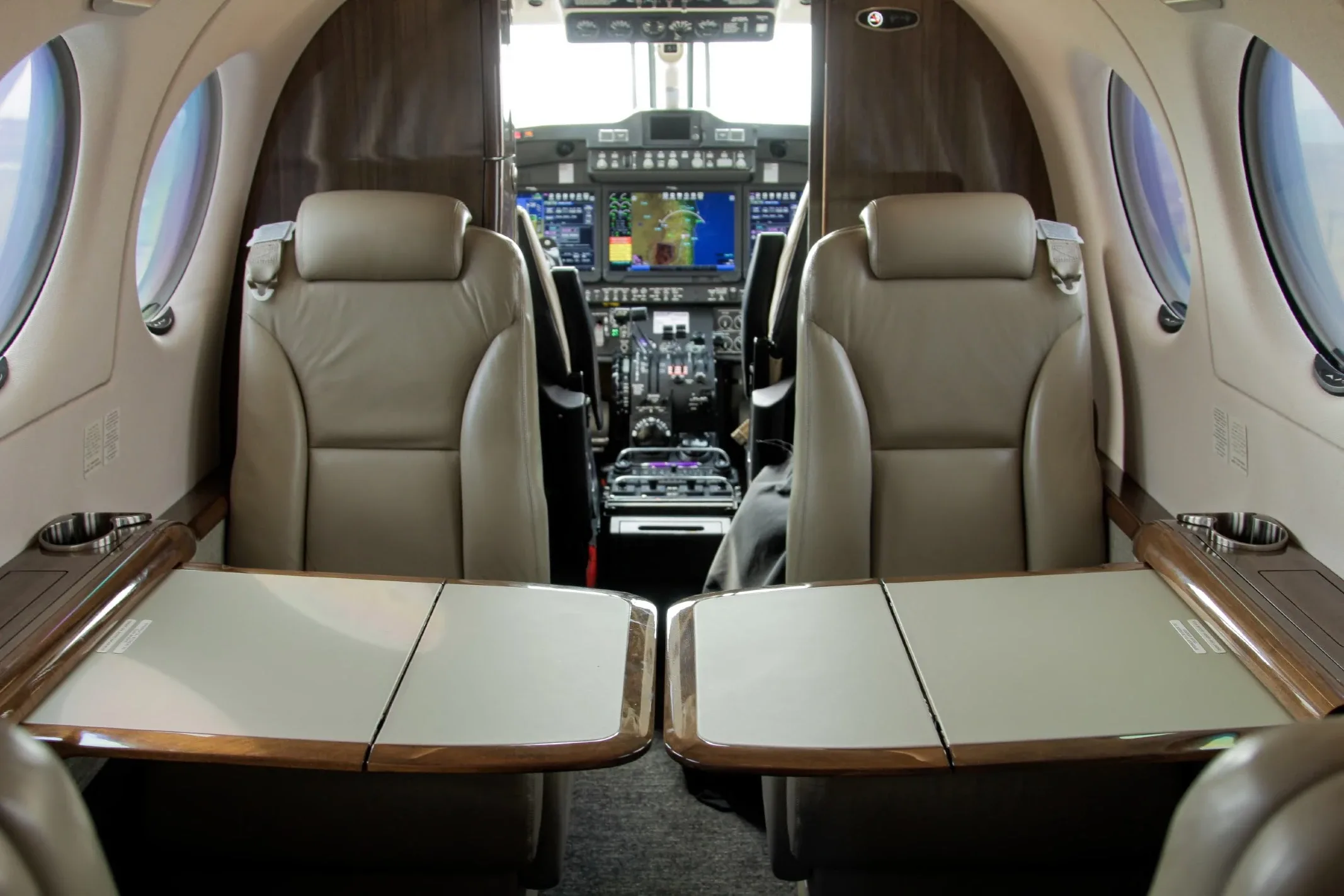 Cabin interior of a Beechcraft Textron King Air 350.