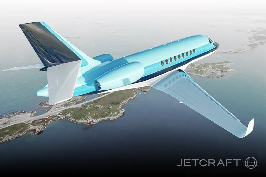 Marketing image of a Dassault Falcon 7X.