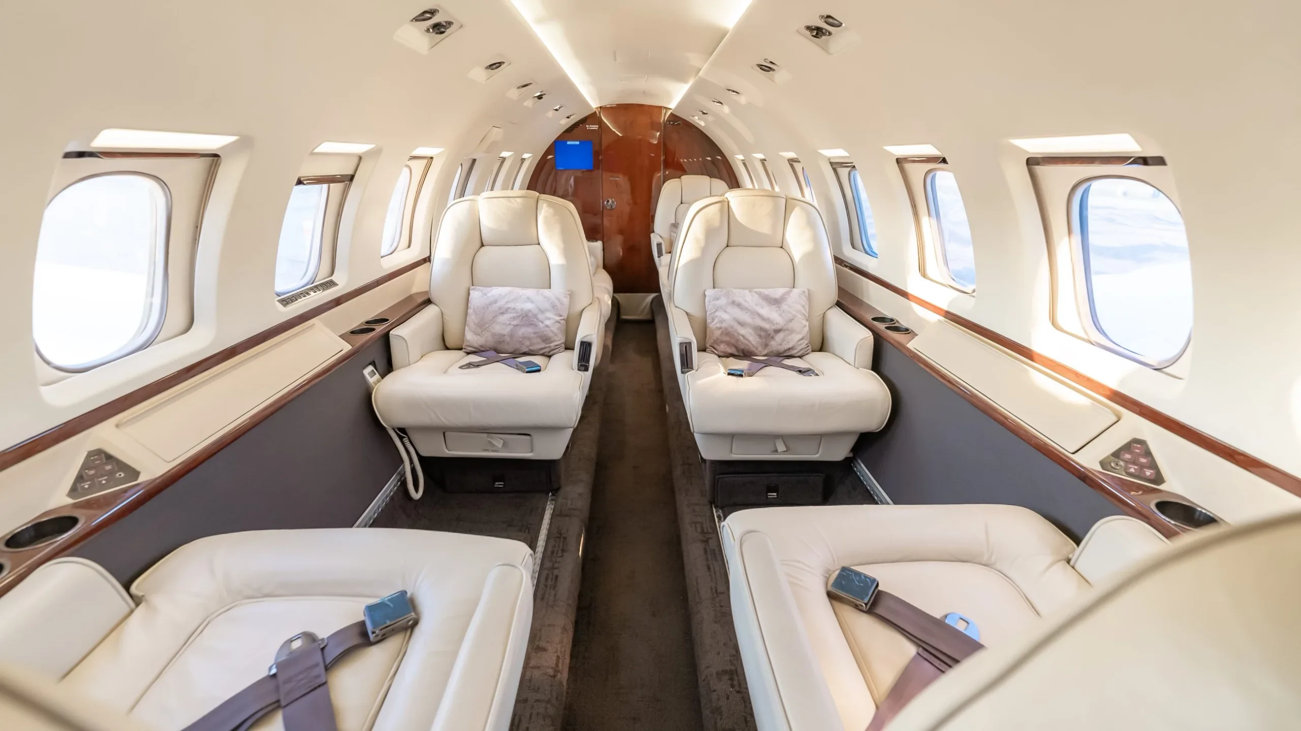 Cabin interior of a Hawker 1000.