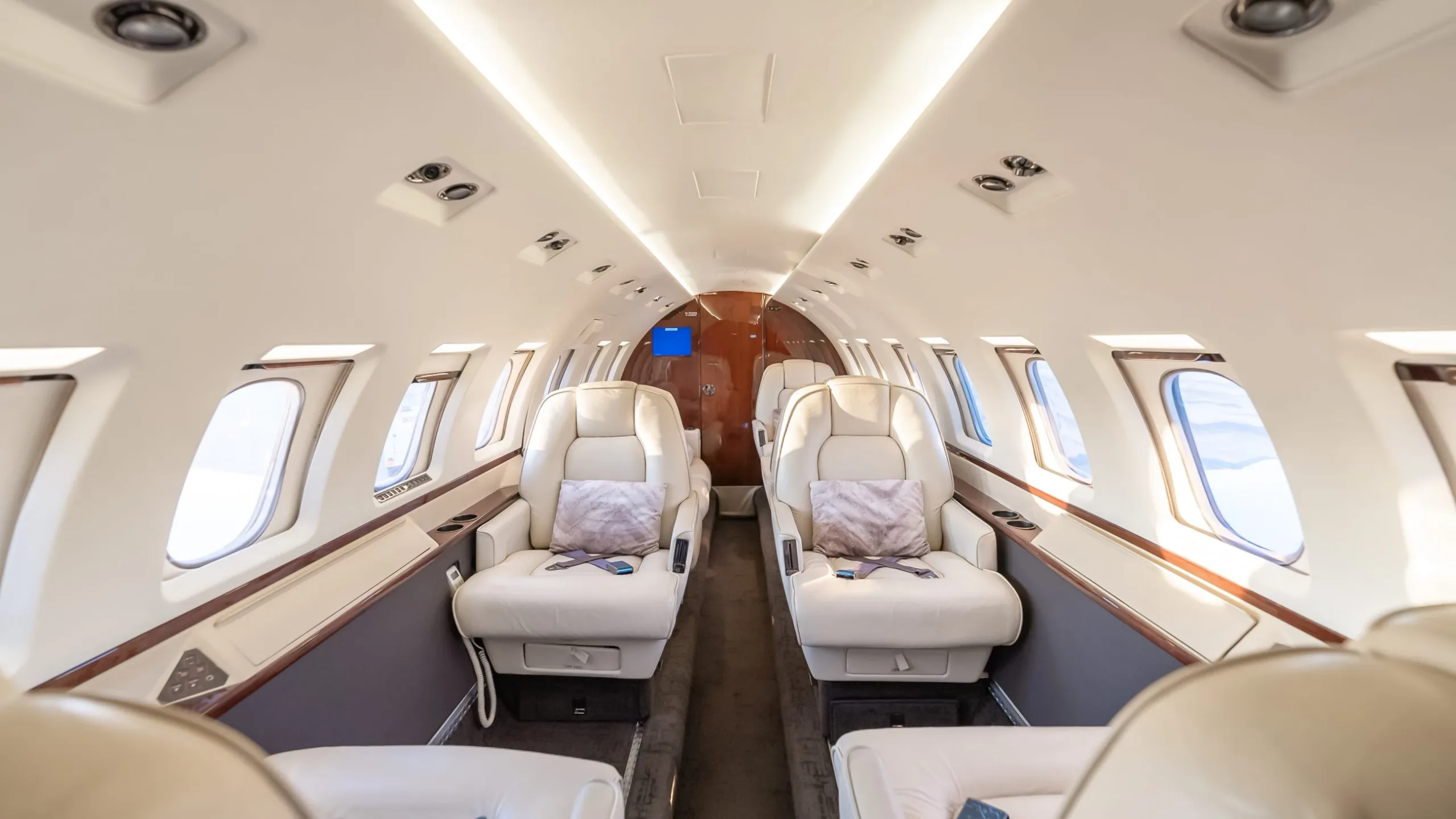 Cabin interior of a Hawker 1000.