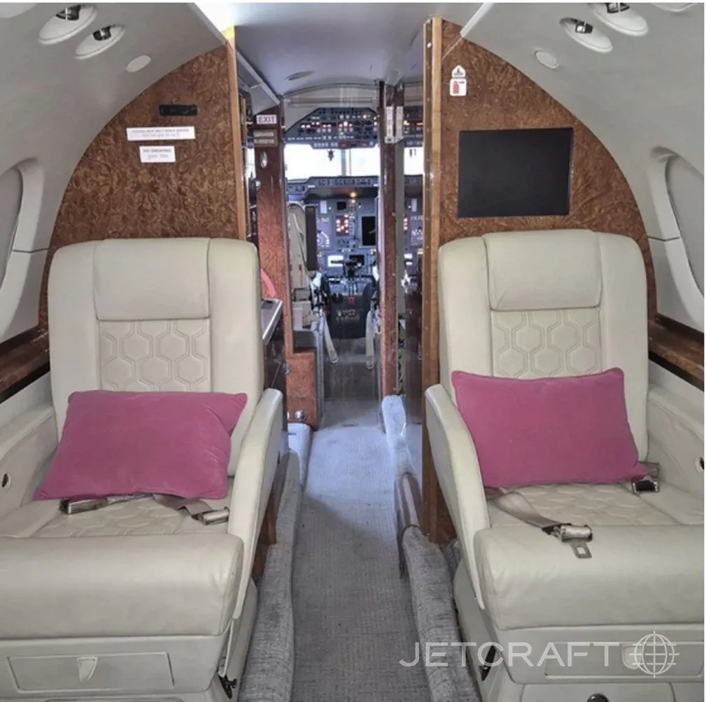 Cabin interior of a Hawker 800.