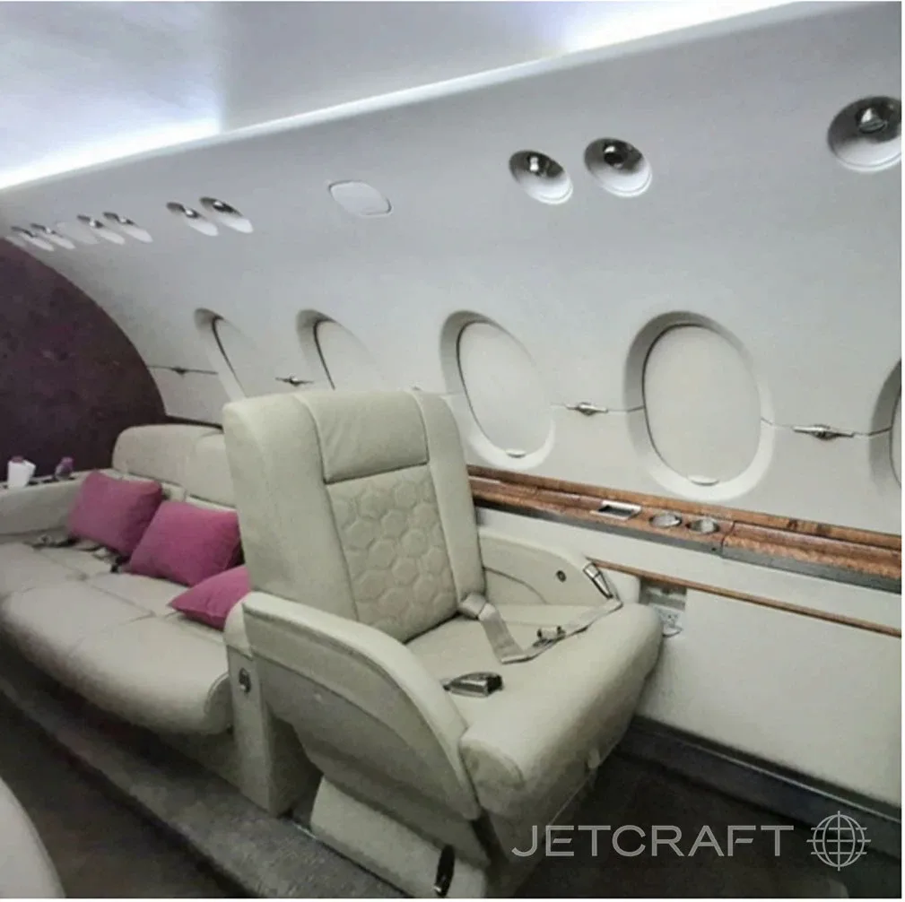 Cabin interior of a Hawker 800.