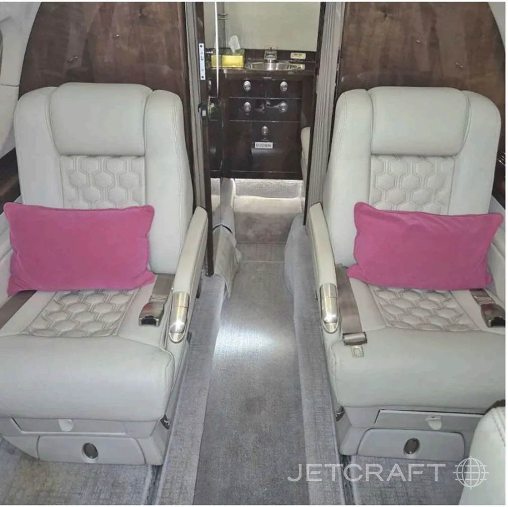 Cabin interior of a Hawker 800.