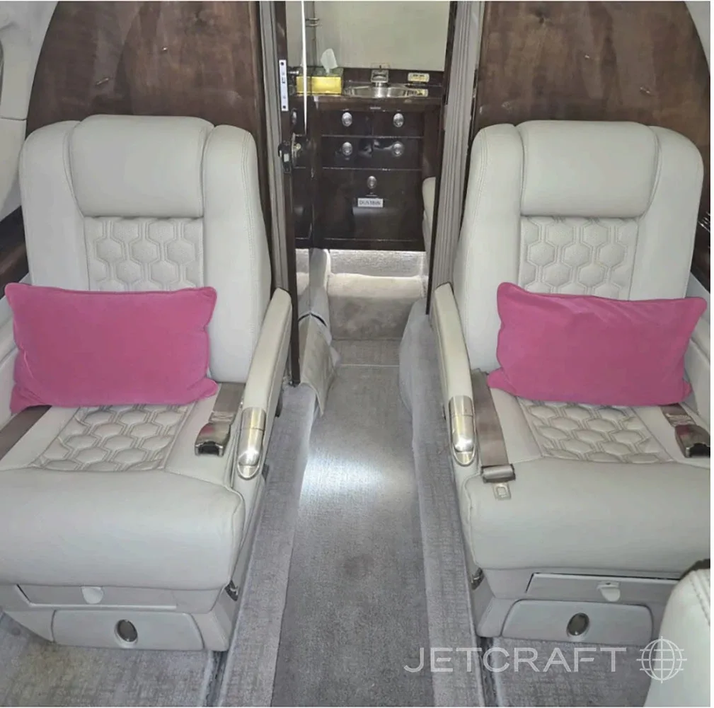 Cabin interior of a Hawker 800.