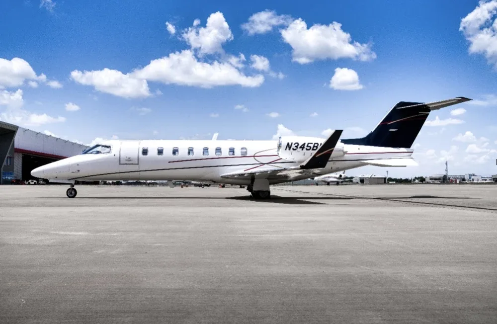 Exterior view of a Bombardier Learjet 45, N341HB.