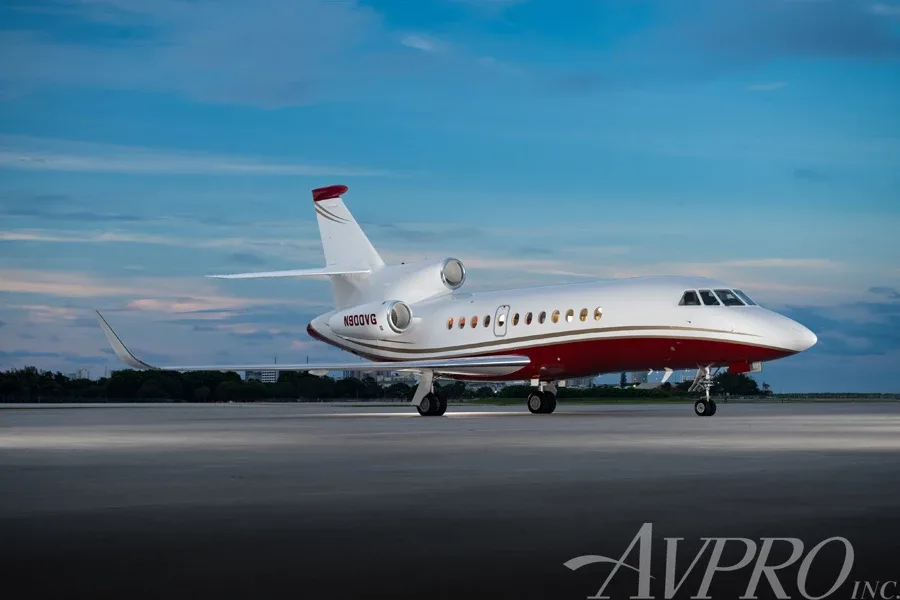 Exterior view of a Dassault Falcon 8X.