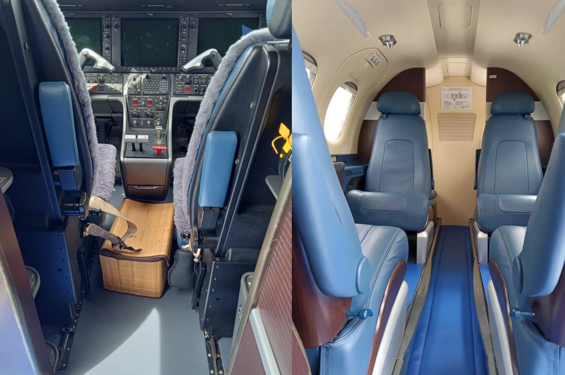 Cabin interior of a Embraer Phenom 100.