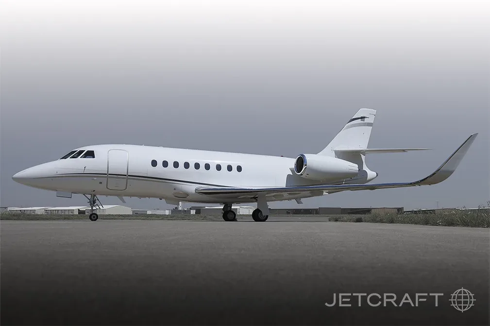 Marketing image of a 2000 Dassault Falcon 2000.