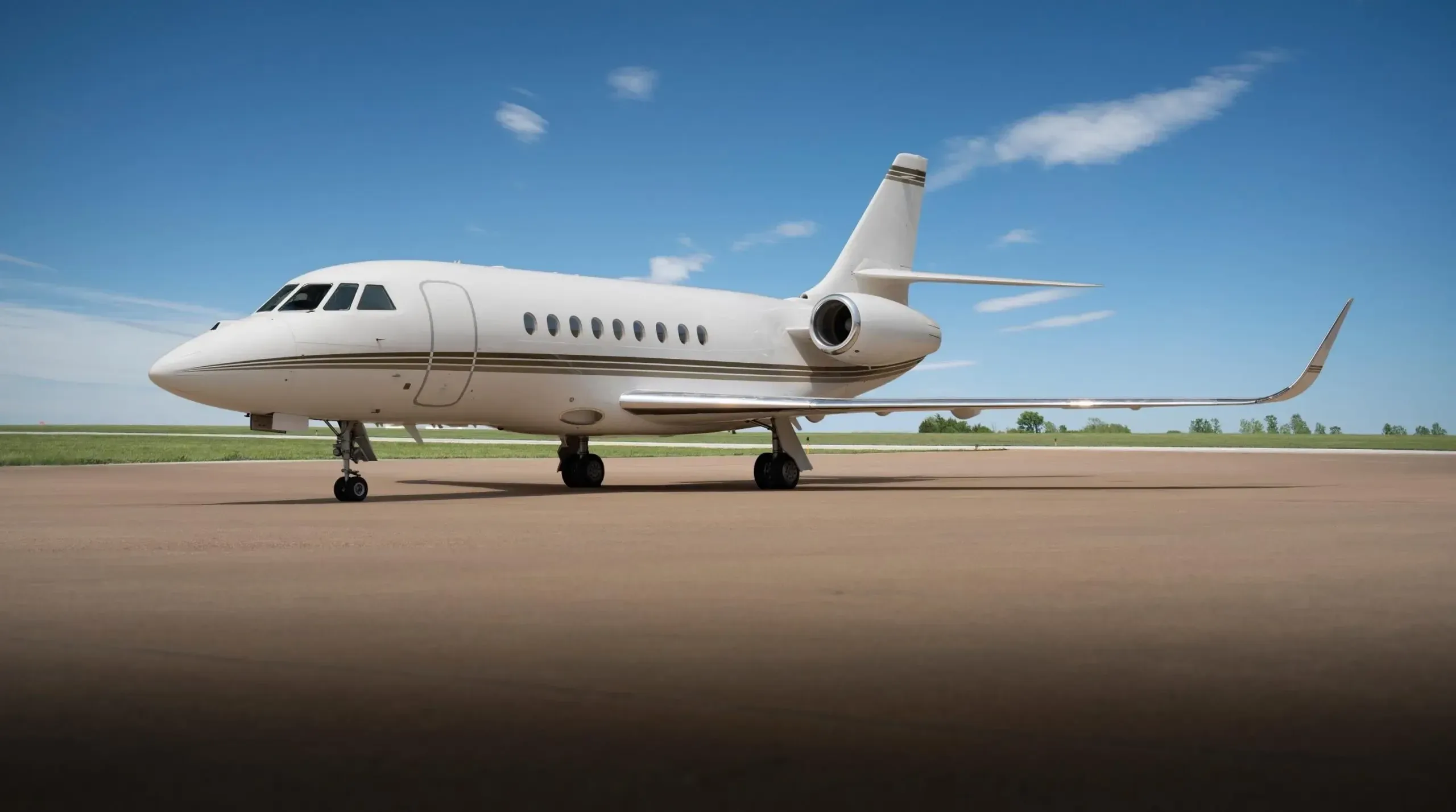 Exterior view of a 2000 Dassault Falcon 2000.