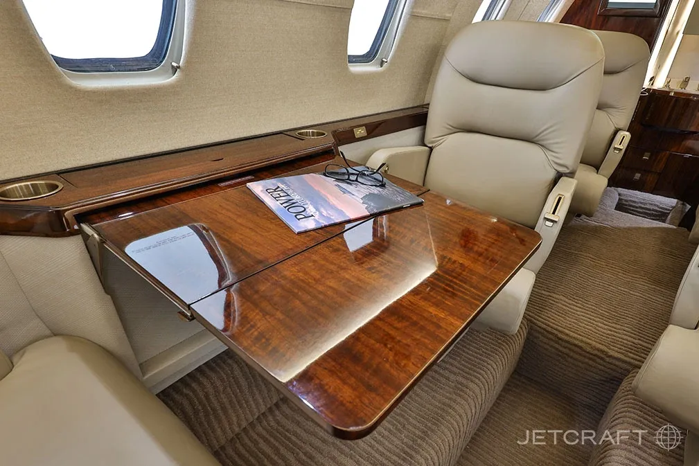 Cabin interior of a 1995 Cessna Citation VII.