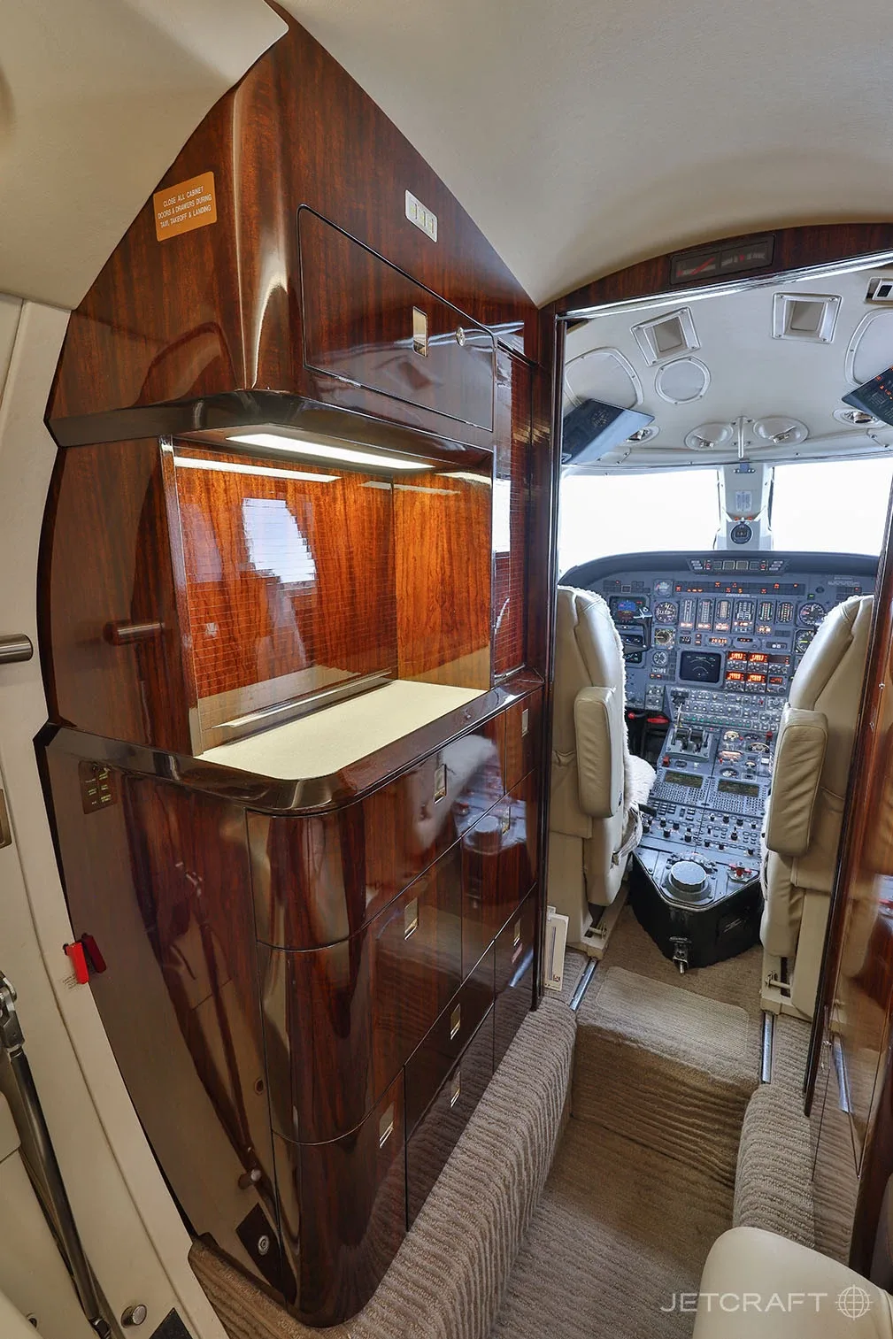 Cabin interior of a 1995 Cessna Citation VII.