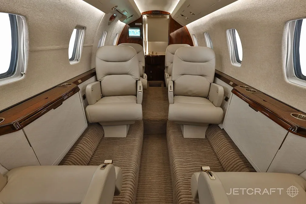 Cabin interior of a 1995 Cessna Citation VII.
