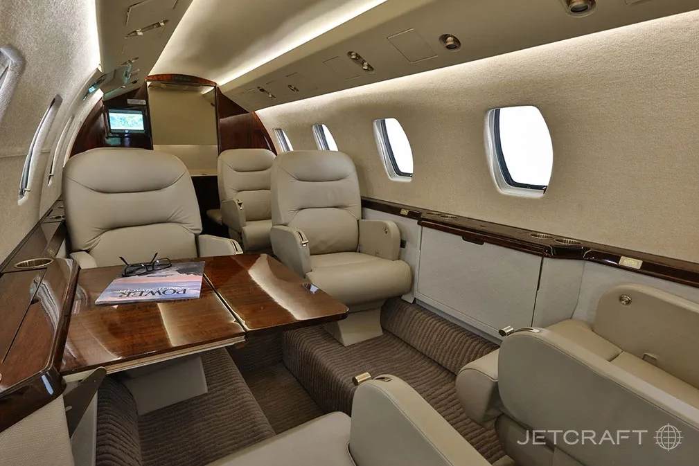 Cabin interior of a 1995 Cessna Citation VII.