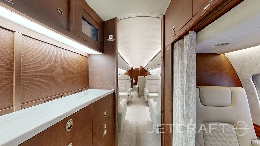 Cabin interior of a Bombardier Global 6000.