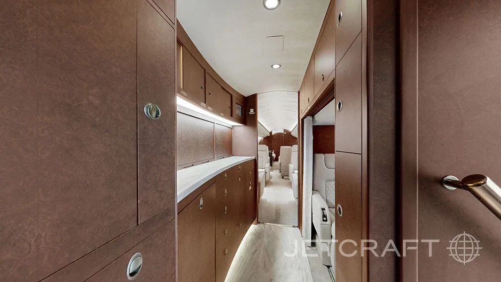Cabin interior of a Bombardier Global 6000.