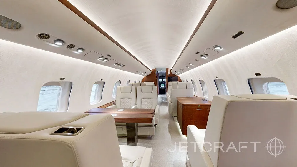 Cabin interior of a Bombardier Global 6000.