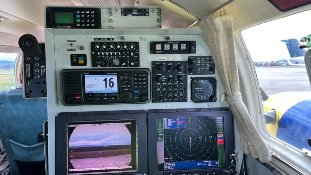 Cockpit and instrument panel of a Cessna Turbo Prop 406.