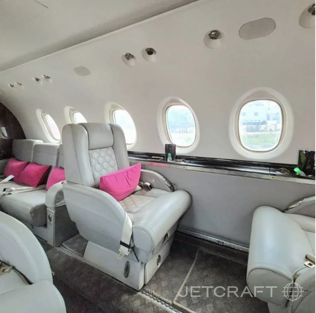 Cabin interior of a Hawker 750.