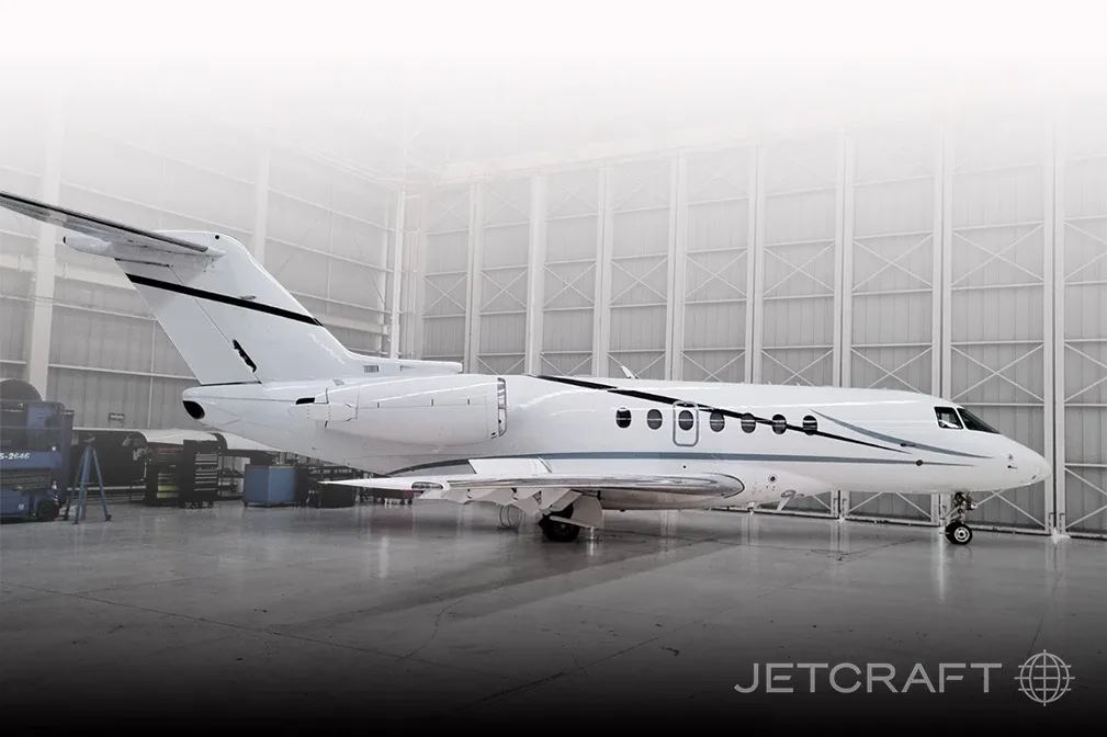 Exterior view of a Hawker 750.