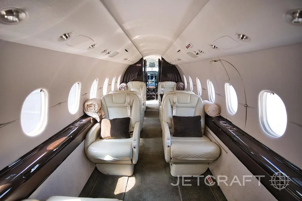 Cabin interior of a Hawker 4000.