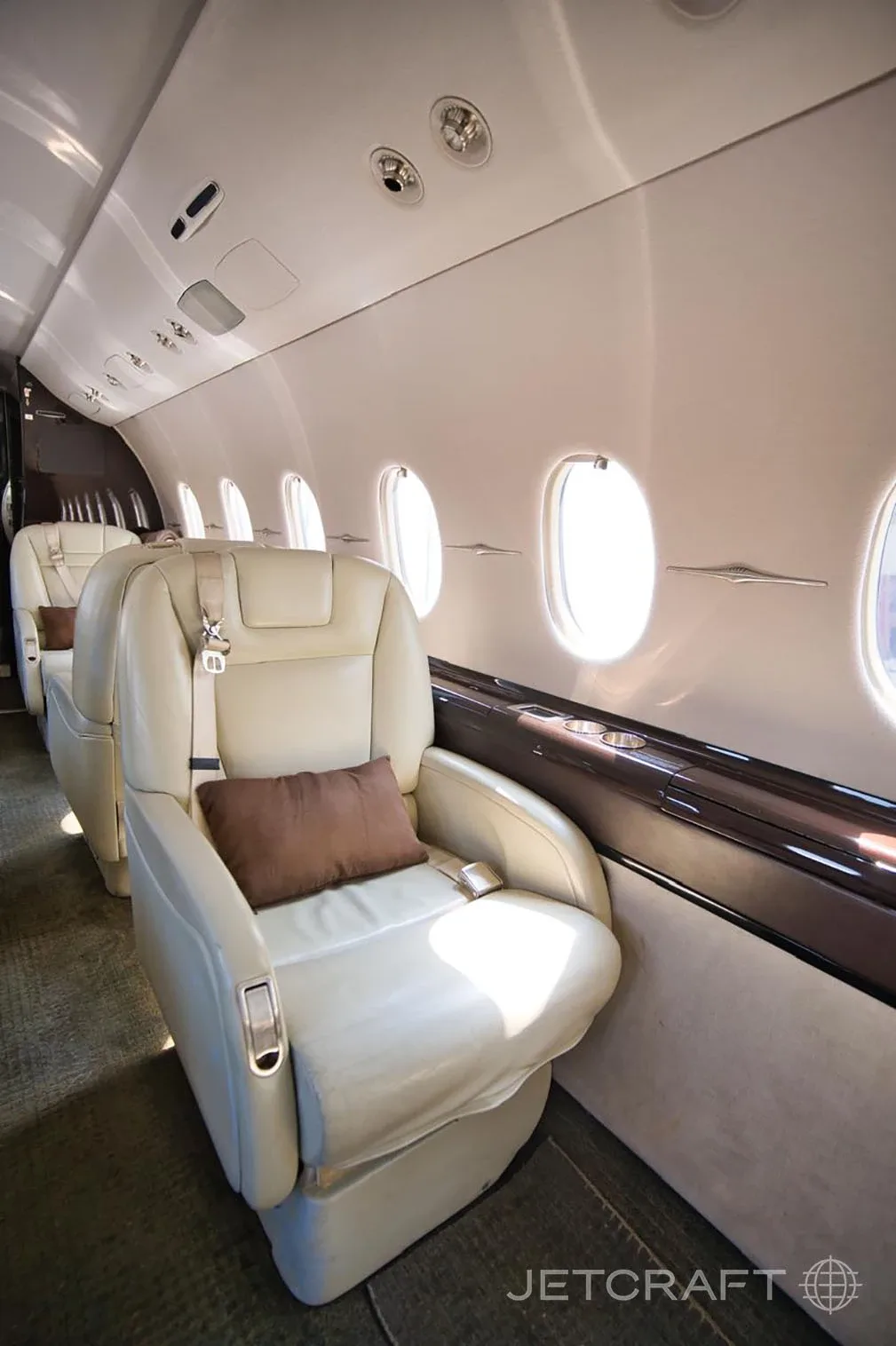 Cabin interior of a Hawker 4000.